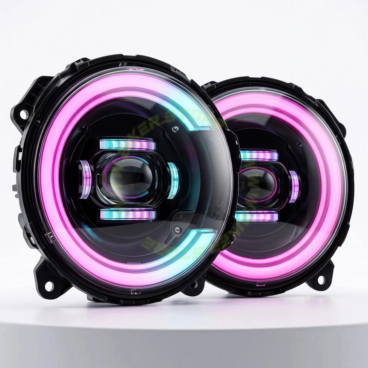 Genome Tuning Thar RGB 7-Inch 300W 36,000LM App Controlled LED Headlight Assembly for Mahindra Thar Roxx | App-Controlled Bluetooth WRGB DRL Halo, 3" Cannon Projector, Plug & Play | 24-Month Warranty