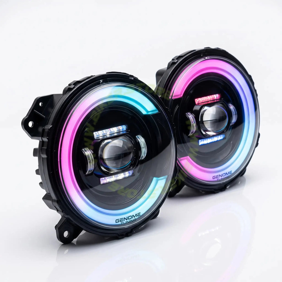 Genome Tuning Thar RGB 7-Inch 300W 36,000LM App Controlled LED Headlight Assembly for Mahindra Thar Roxx | App-Controlled Bluetooth WRGB DRL Halo, 3" Cannon Projector, Plug & Play | 24-Month Warranty