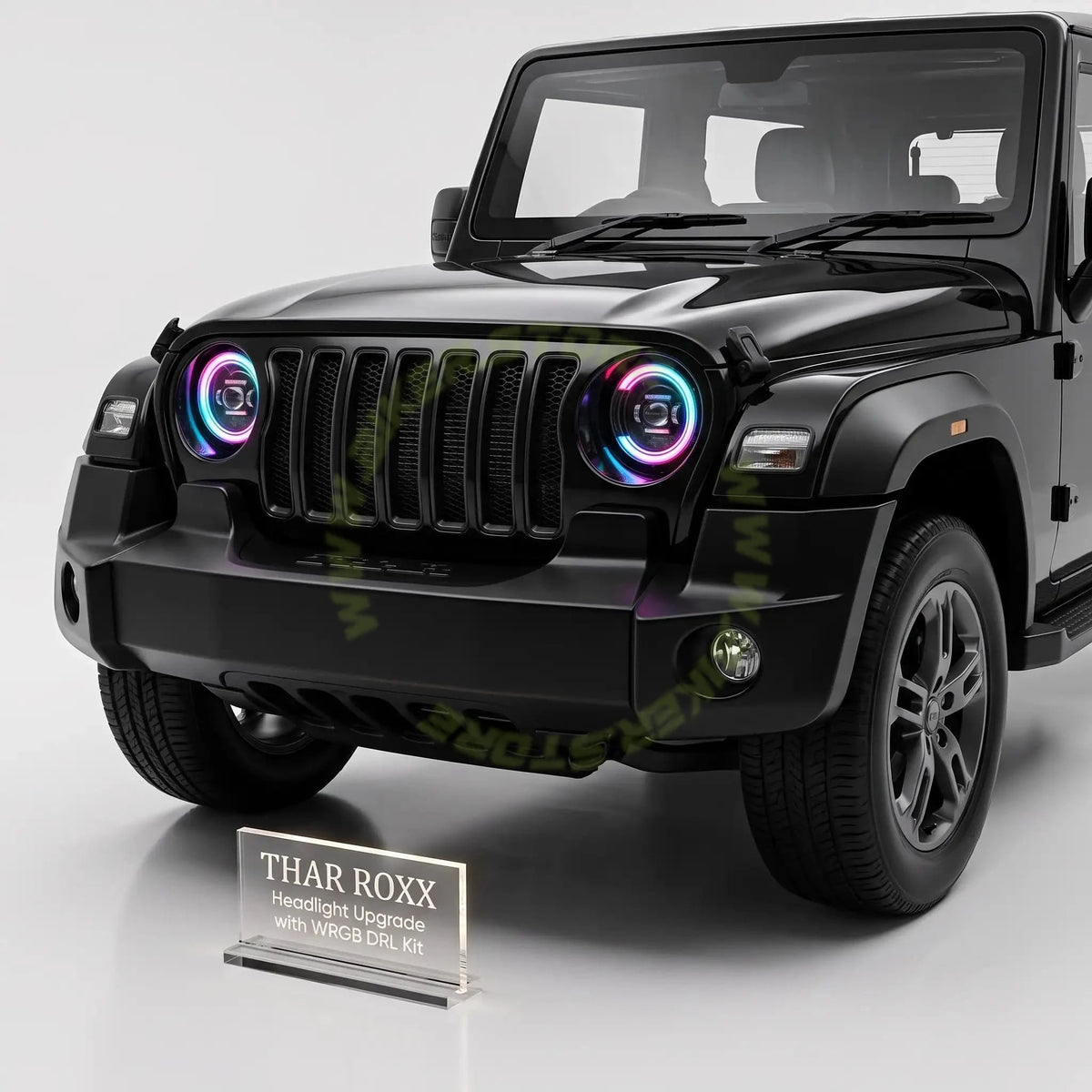 Genome Tuning Thar RGB 7-Inch 300W 36,000LM App Controlled LED Headlight Assembly for Mahindra Thar Roxx | App-Controlled Bluetooth WRGB DRL Halo, 3" Cannon Projector, Plug & Play | 24-Month Warranty - Biker.Store - www.biker.store