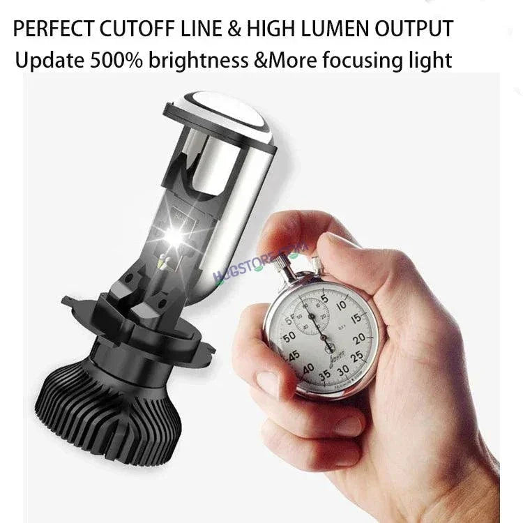 HJG Y6 Projector Lens H4 LED Bulb 50W HJG Y6 Projector Light Lamp H4 LED Mini Projector Lens with Fan for Bike Bulb 7000LM Conversion Kit Hi/Lo Beam Headlight 12V/24V for Motorcycle, Set of 1, White - Biker.Store - www.biker.store