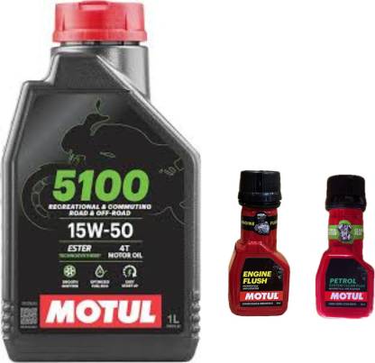 Motul 5100 4T 15W-50 1L + Engine Flush 50ml + petrol System Clean 50ml Moto Marvel Offer - Biker.Store - www.biker.store