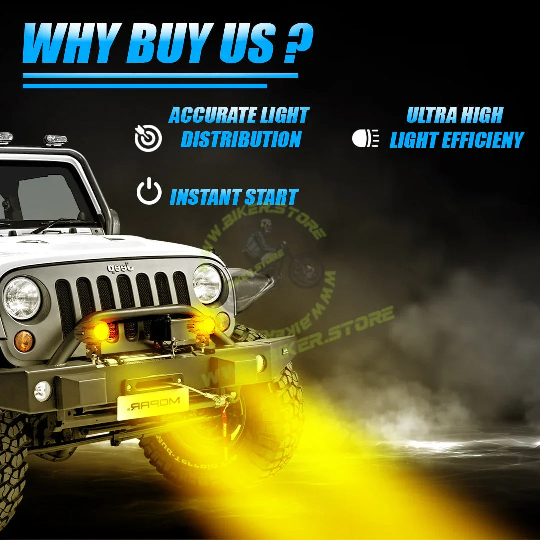 MOTO GENIUS CAT EYE SINGLE LED WITHOUT HARNESS Auxiliary FOG light Dual Color DRL LED Laser Shooting light 9–80V | Off-Road Spotlamp for Truck, Motorcycle, Boat & Vehicles | High Intensity Spotlight - Biker.Store - www.biker.store