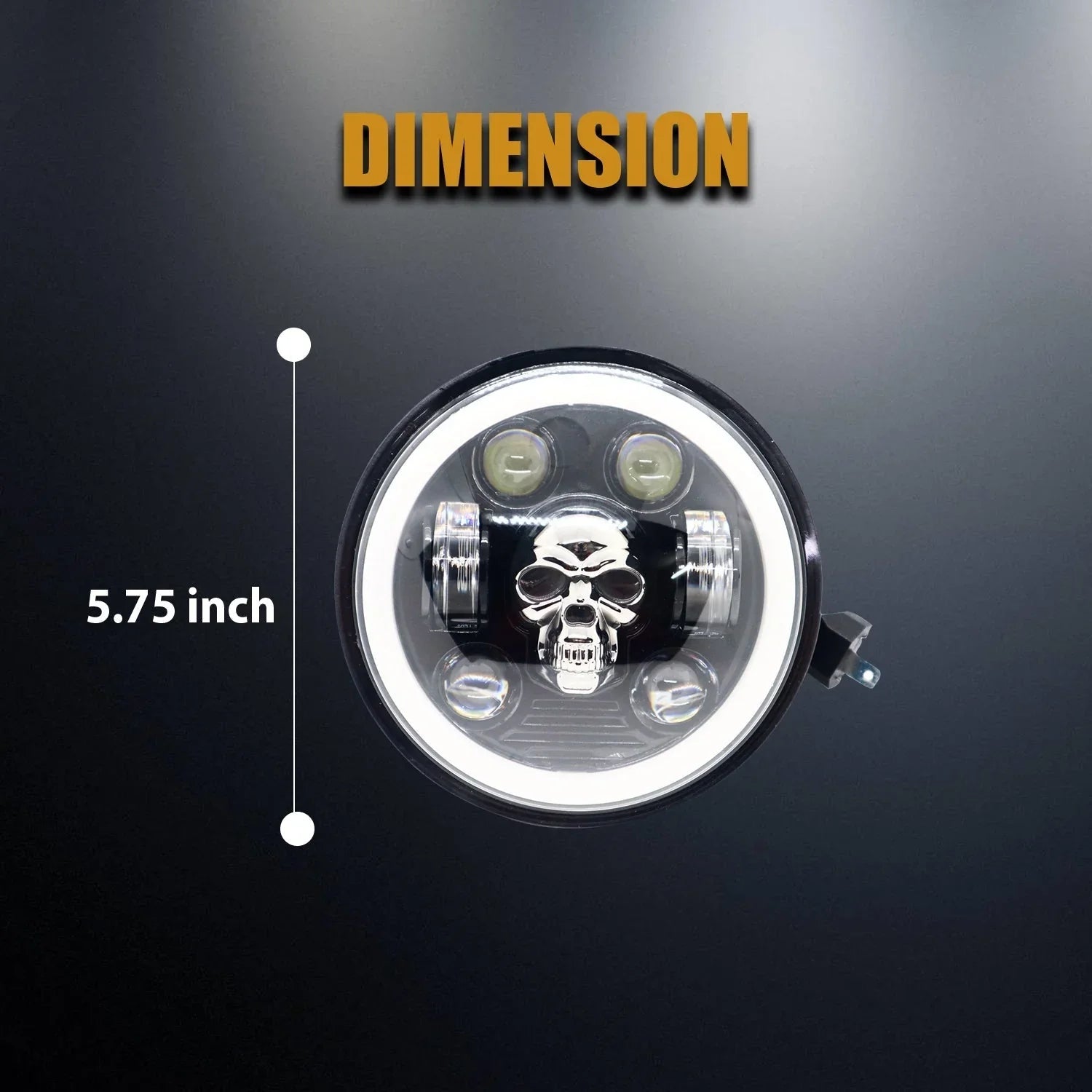 5.75 Inch Round Skull LED Headlight