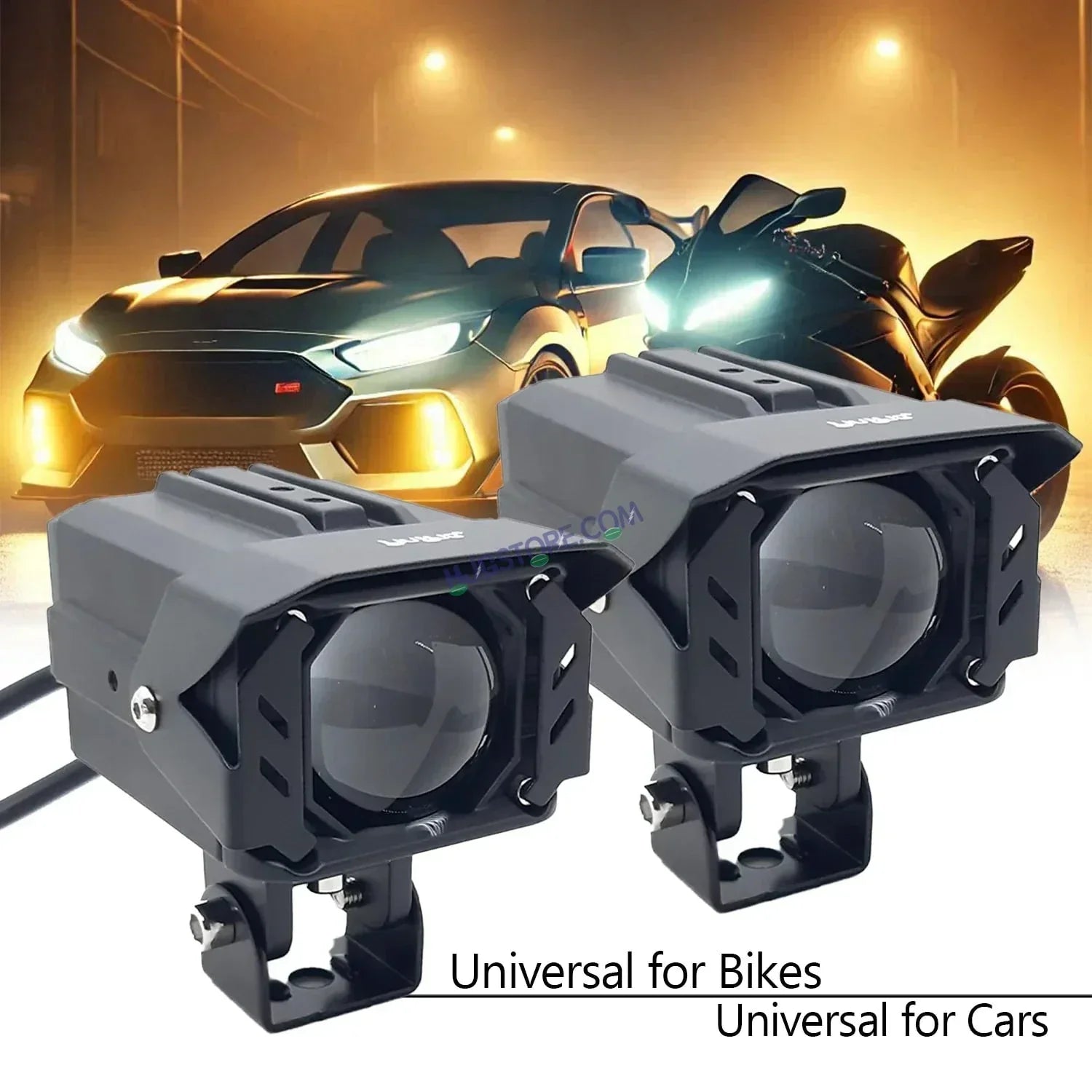 HJG Red Devil Projector Original 200W Projector Lens Fog LED Laser Projector HJG Fog Light with Red Devil Lens 200W Red/White (Low and High Beam) MEGA DRIVE Fog Light For Bike/Car/Thar/Jeep/SUV/Universal ( Cool White with Red Devil DRL ) - Pack of 2 - Biker.Store - www.biker.store