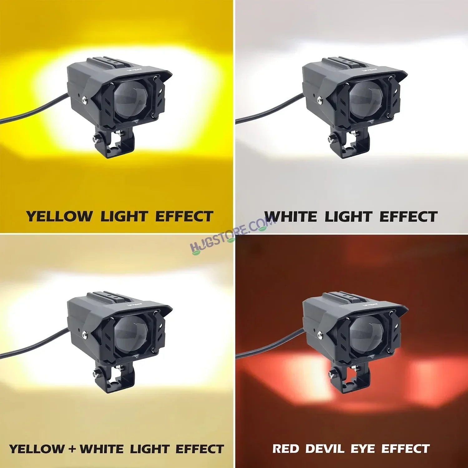 HJG Projector Shutter Original 200W Camera Lens Fog LED Laser Projector HJG Fog Light with Red Devil Lens 200W Red/White/Yellow (Low and High Beam) MEGA DRIVE Fog Light For Bike/Car/Thar/Jeep/SUV/Universal ( Cool White/Yellow ) - Pack of 2 - Biker.Store - www.biker.store