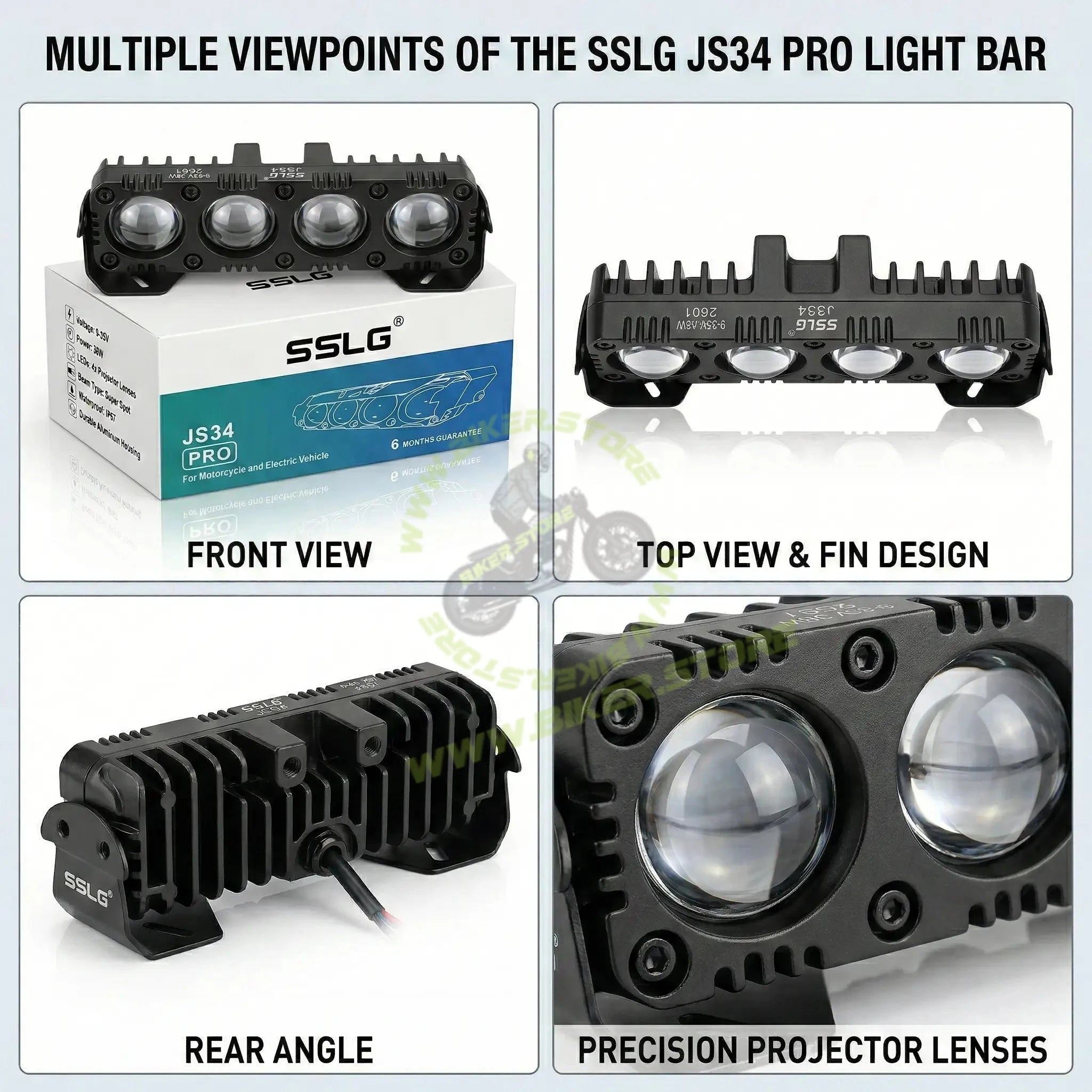 SSLG 4 Lens JS34 PRO 50W FOG LIGHT| Dual Colour Mode White/Yellow with Flashing Mode| Red Devil Eye Mode (Pack of 1) - Biker.Store - www.biker.store