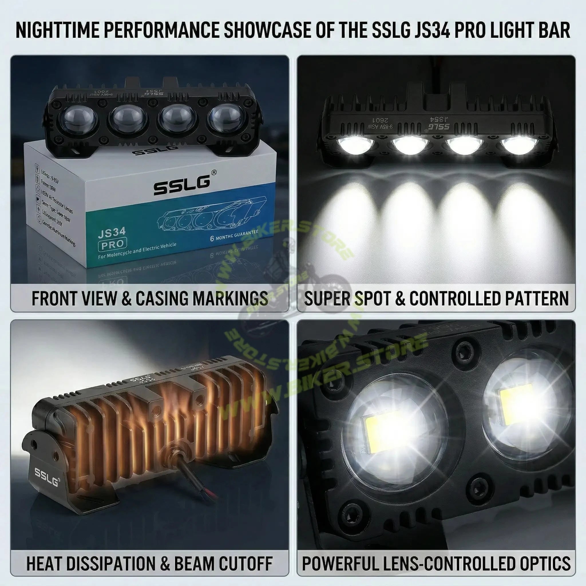 SSLG 4 Lens JS34 PRO 50W FOG LIGHT| Dual Colour Mode White/Yellow with Flashing Mode| Red Devil Eye Mode (Pack of 1) - Biker.Store - www.biker.store