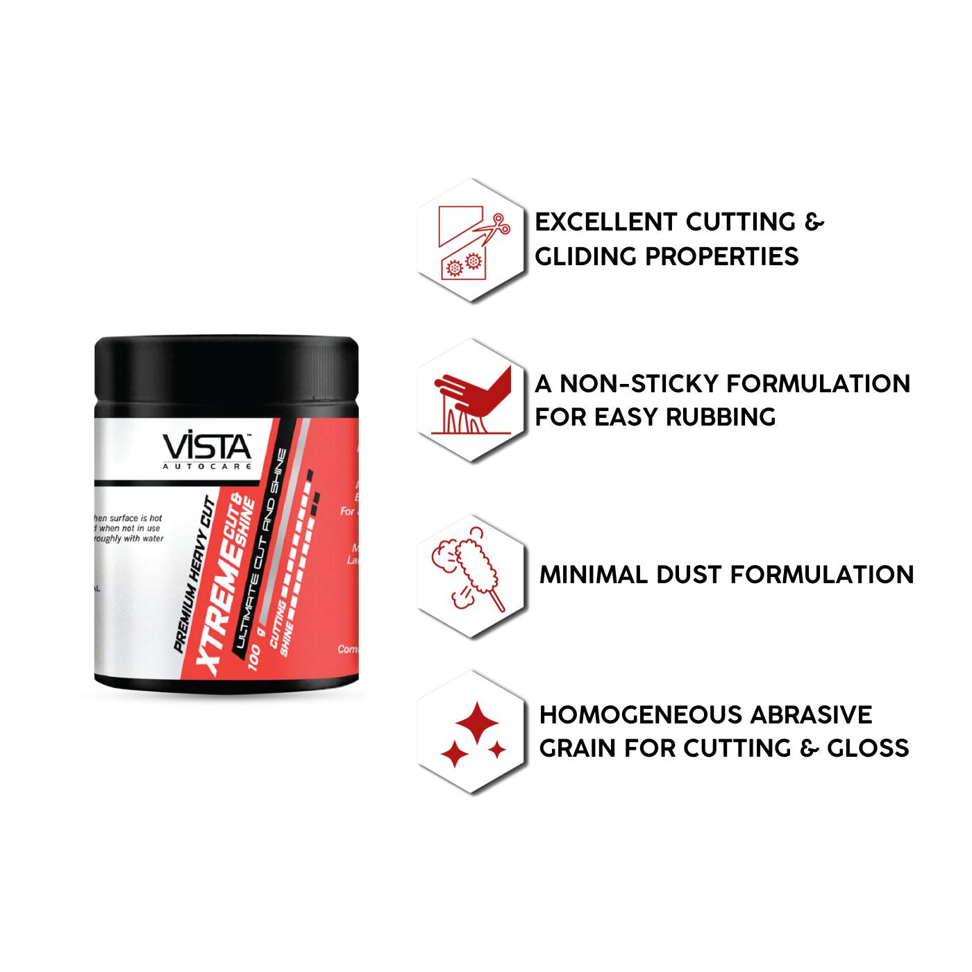 Vista Xtreme Cut And Shine 100 g | Minor Scratch Remover Rubbing Compound - Biker.Store - www.biker.store
