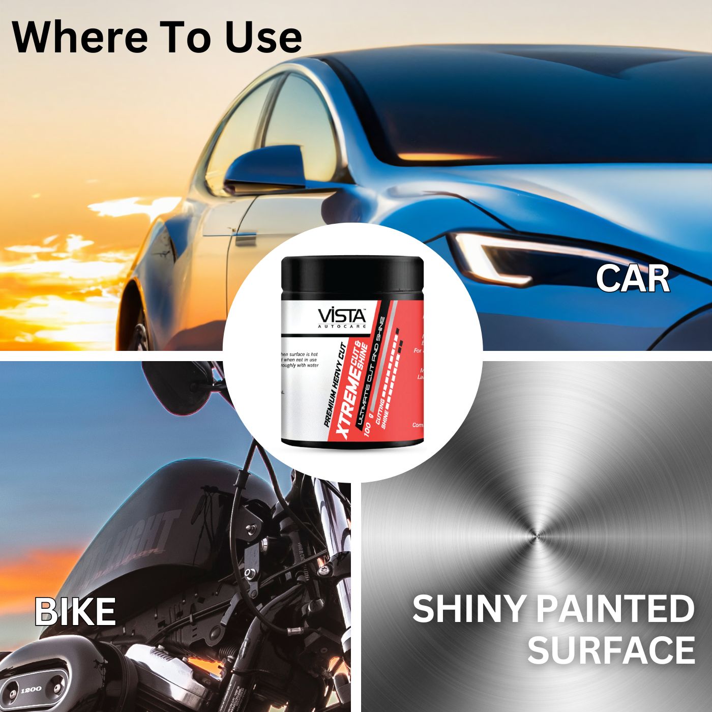 Vista Xtreme Cut And Shine 100 g | Minor Scratch Remover Rubbing Compound - Biker.Store - www.biker.store