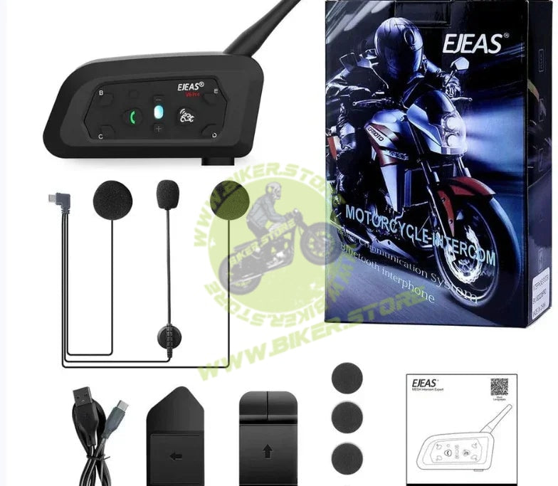 EJEAS V6 Pro+ Motorcycle Bluetooth Intercom – 800M Range, IP67 Waterproof, CVC Noise Reduction - Biker.Store - www.biker.store