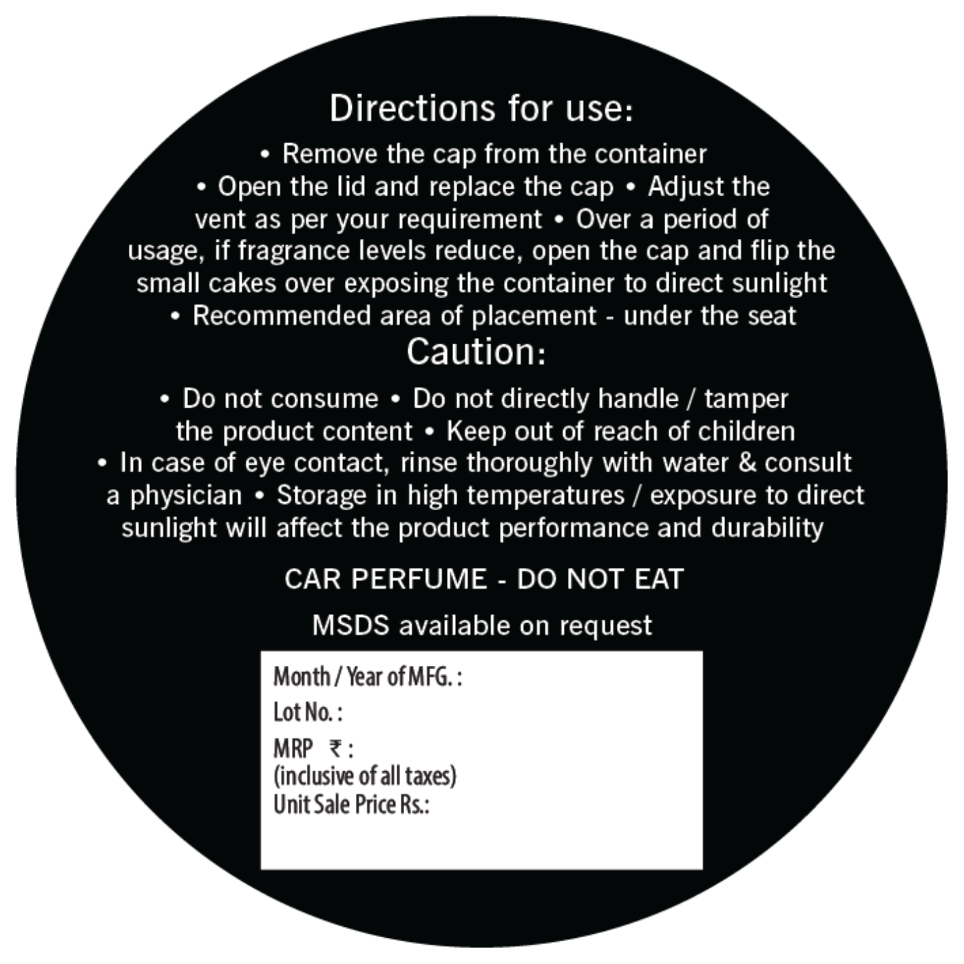 Vista Aura Natural Fiber Car Freshener - Arabian Aroma 40 g - Biker.Store - www.biker.store