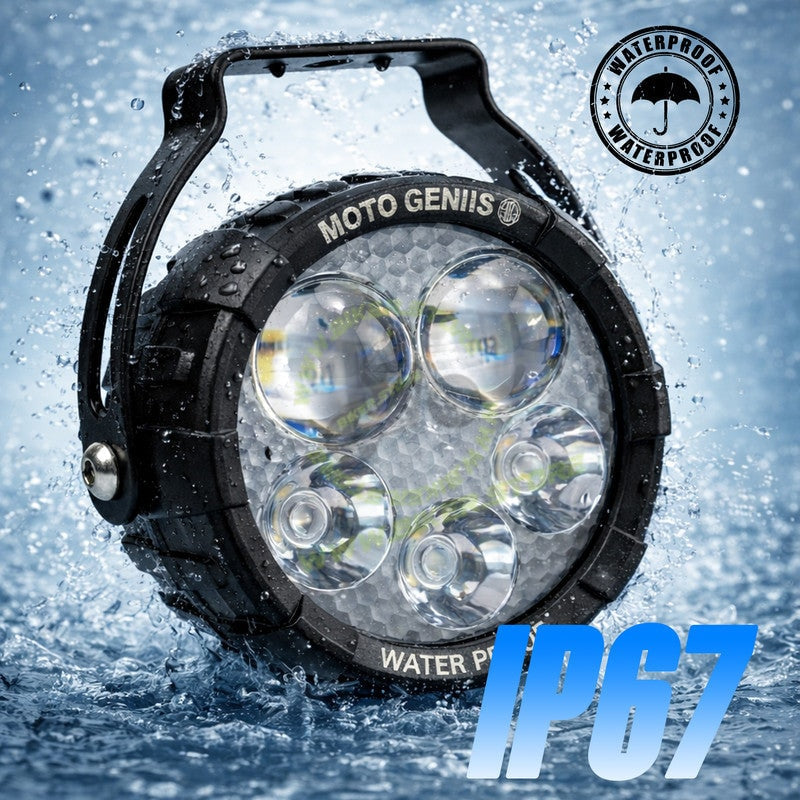 MOTO GENIUS VK50S 90W High Power LED Spotlight for Car, Bike & Truck | Dual Beam Yellow & White | 12V–36V Waterproof with Harness - Biker.Store - www.biker.store