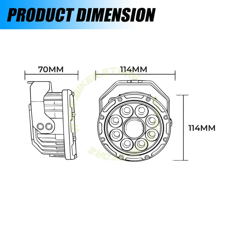 MOTO GENIUS VK90 170W LED Fog Lights with Harness and Yellow Cap | High Power Auxiliary Fog Lamp for Cars, Bikes & Trucks - Biker.Store - www.biker.store