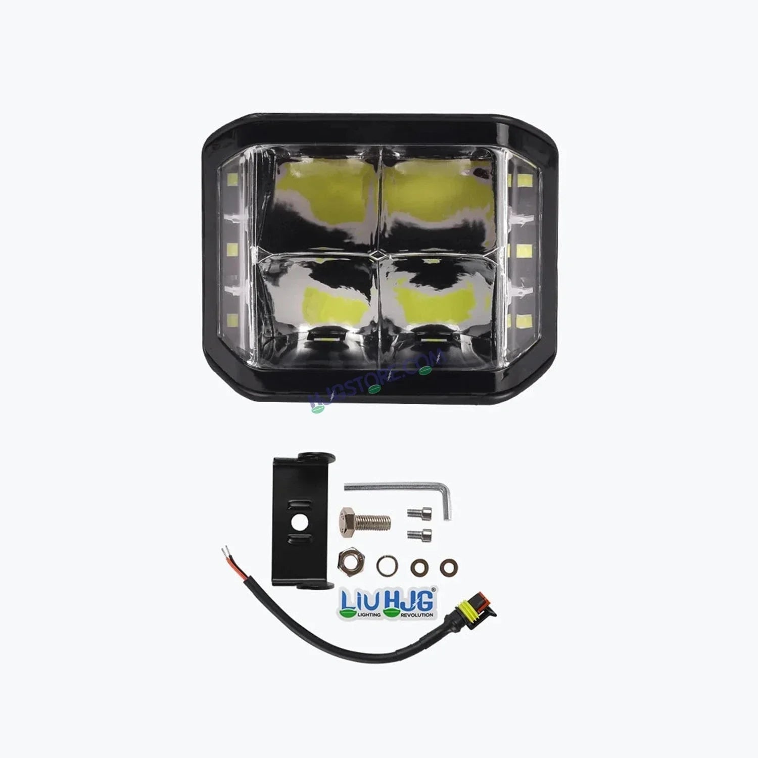 HJG W28 Helao 4x4 Lens CREE Foglight 120W 4x4 Lens Square Edge W28 4 Lens Square Edge 2pc Foglight 120W Foglight Ultra Wide Intensity LED Foglight White CREE Foglight (120W) Universal For All Cars & Bikes LIU HJG W28 Helao 4x4 Lens Foglight Edge Light 2pc - Biker.Store - www.biker.store