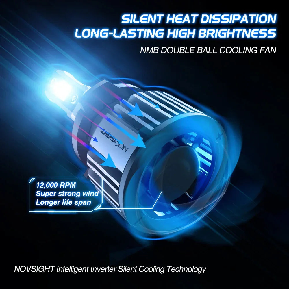 NightEye NovSight A500-N39 9005/HB3 Socket 2PCS 72W DC9-32V Pair Car Headlight LED Bulbs 13,000LM/PAIR Car Headlamps 6000K IP68 Waterproof Type 9005/HB3 - Biker.Store - www.biker.store