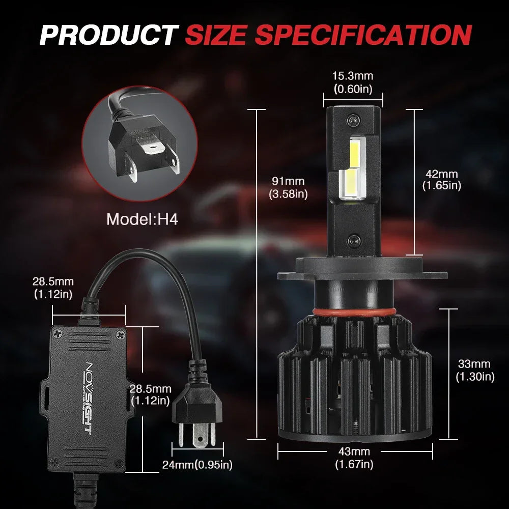 NightEye NOVSIGHT A397-F06 100W 6000K Super Brightness Car Headlights Bulbs H4 Fog Lamp - Biker.Store - www.biker.store