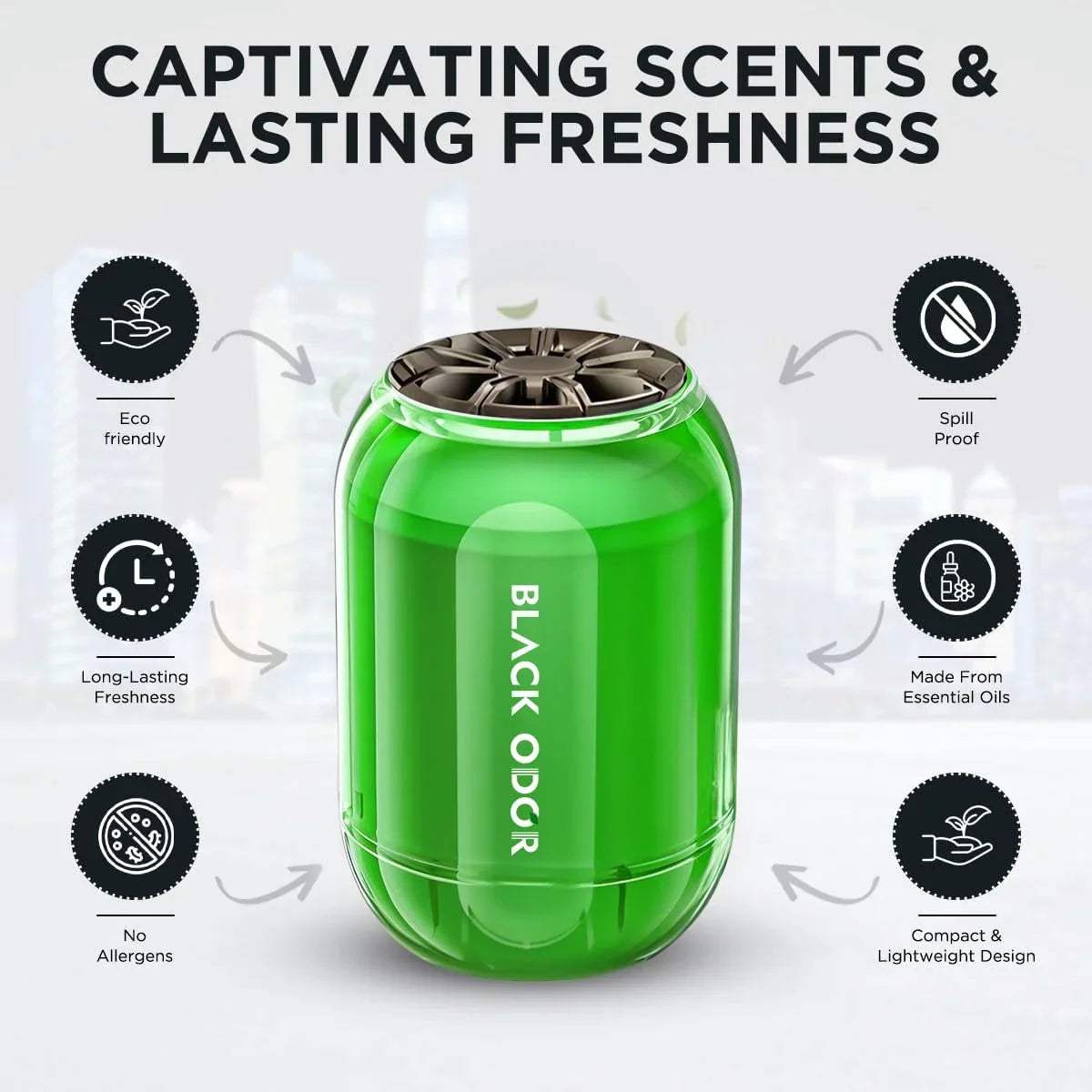 BLACK ODOR BO-8 Jasmine Big Size Car Air Freshener – Long-Lasting Natural Oil-Based Fragrance for Car, Home & Office - Biker.Store - www.biker.store