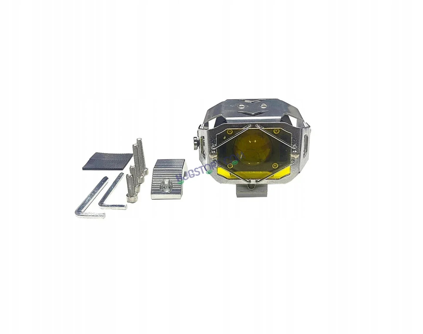 HJG Chrome Transformer Foglight 140W LED Projector with Wiring Kit Slider Yellow Cap Wide Spread White/Yellow 140W 2pc Foglight Ultra Wide Dual Intensity LED Driving Fog Lights 3000K/6500K Universal For All Cars & Bikes, Pack of 2 with Wiring Harness Kit - Biker.Store - www.biker.store