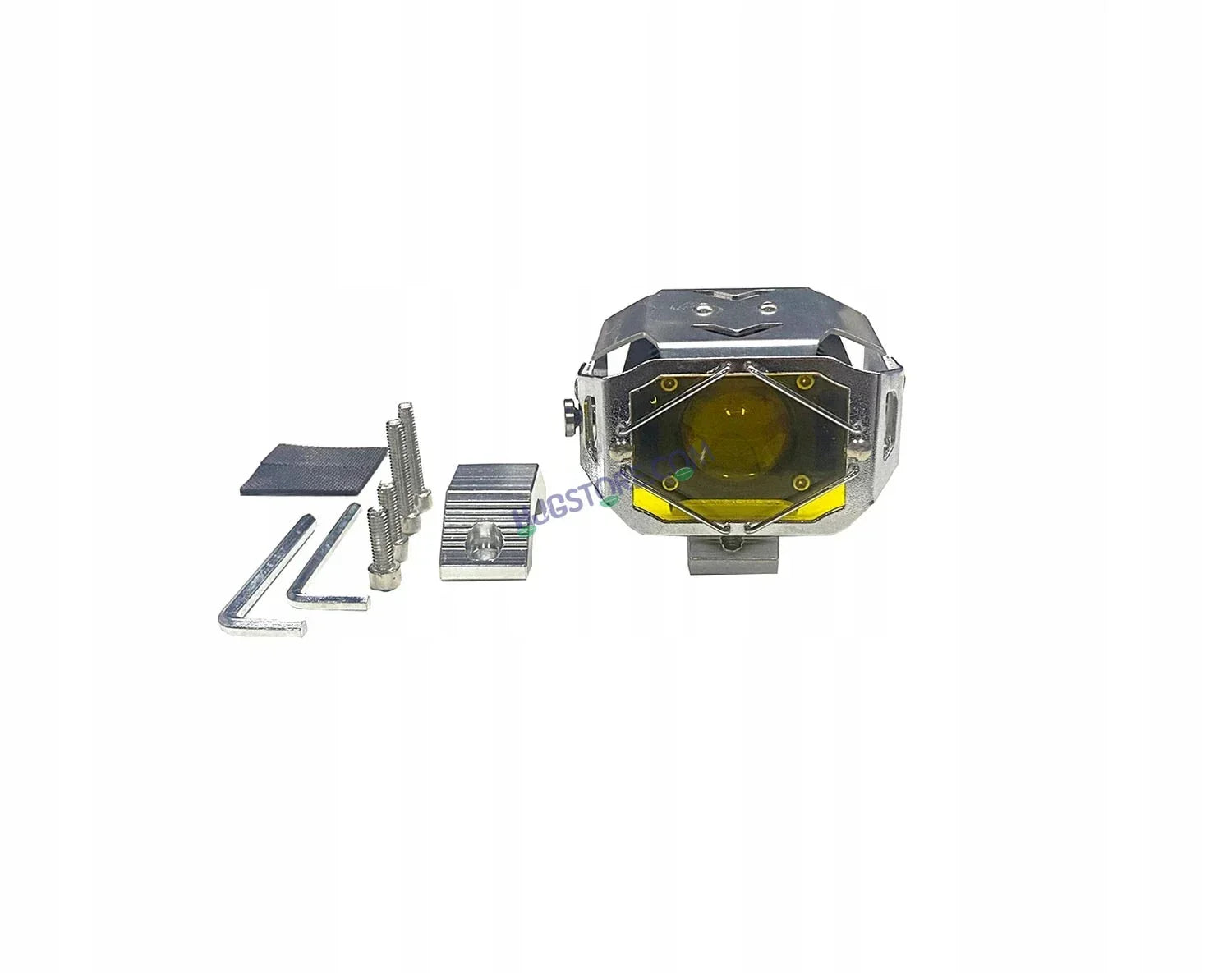HJG Chrome Transformer Foglight 140W LED Projector with Wiring Kit Slider Yellow Cap Wide Spread White/Yellow 140W 2pc Foglight Ultra Wide Dual Intensity LED Driving Fog Lights 3000K/6500K Universal For All Cars & Bikes, Pack of 2 with Wiring Harness Kit - Biker.Store - www.biker.store