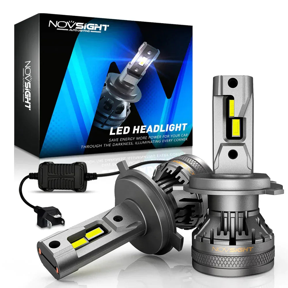 NightEye NovSight A500-N37 DC9-32V LED Headlight 22000LM LED Car Lights Bulbs 6500K High & Low Beam 120W/Pair Super Bright Type H4 - Biker.Store - www.biker.store