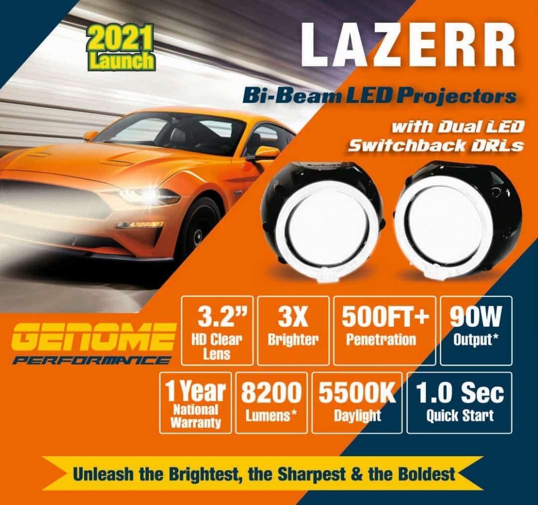 Lazerr Bi-Beam LED Projector Kit Black ( with indicator) - Biker.Store - www.biker.store