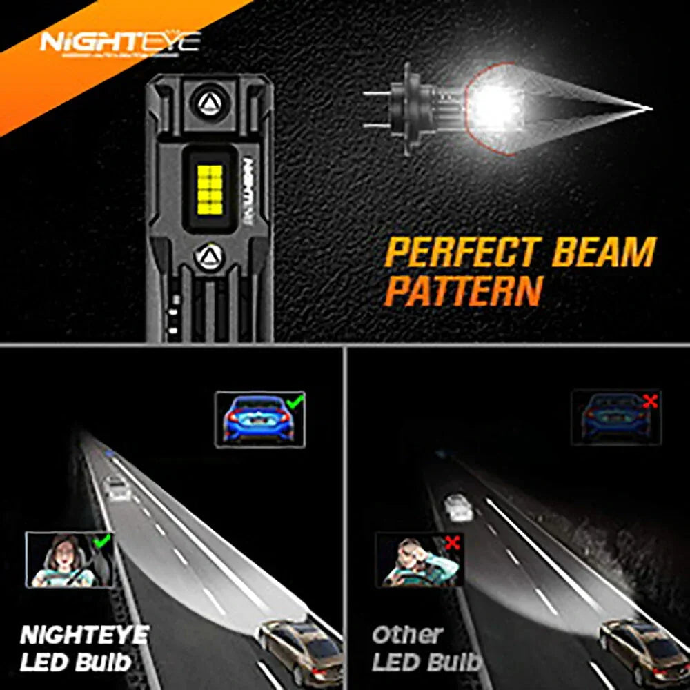 NightEye A315-S10 9005/HB3 2PCS 6500K White LED Car Headlight Bulbs 22000LM/Pair LED Front Headlamp IP68 Waterproof - Type 9005/HB3 - Biker.Store - www.biker.store