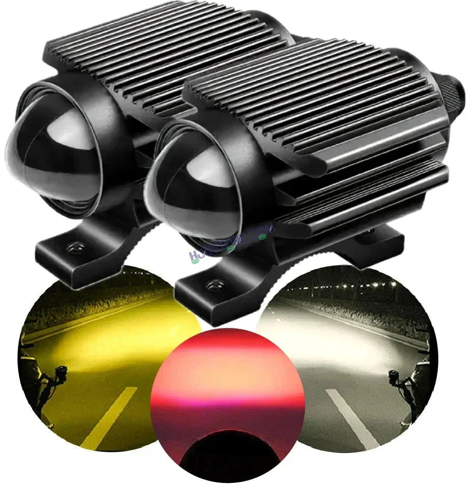HJG Devil Fly Foglight 80W with Red DRL Mini Fly Foglight Light Red Devil Eye Light Multiple Connecting Red Yellow White Color HJG Mini Devil Fly Foglight, Pack of 2 - Biker.Store - www.biker.store