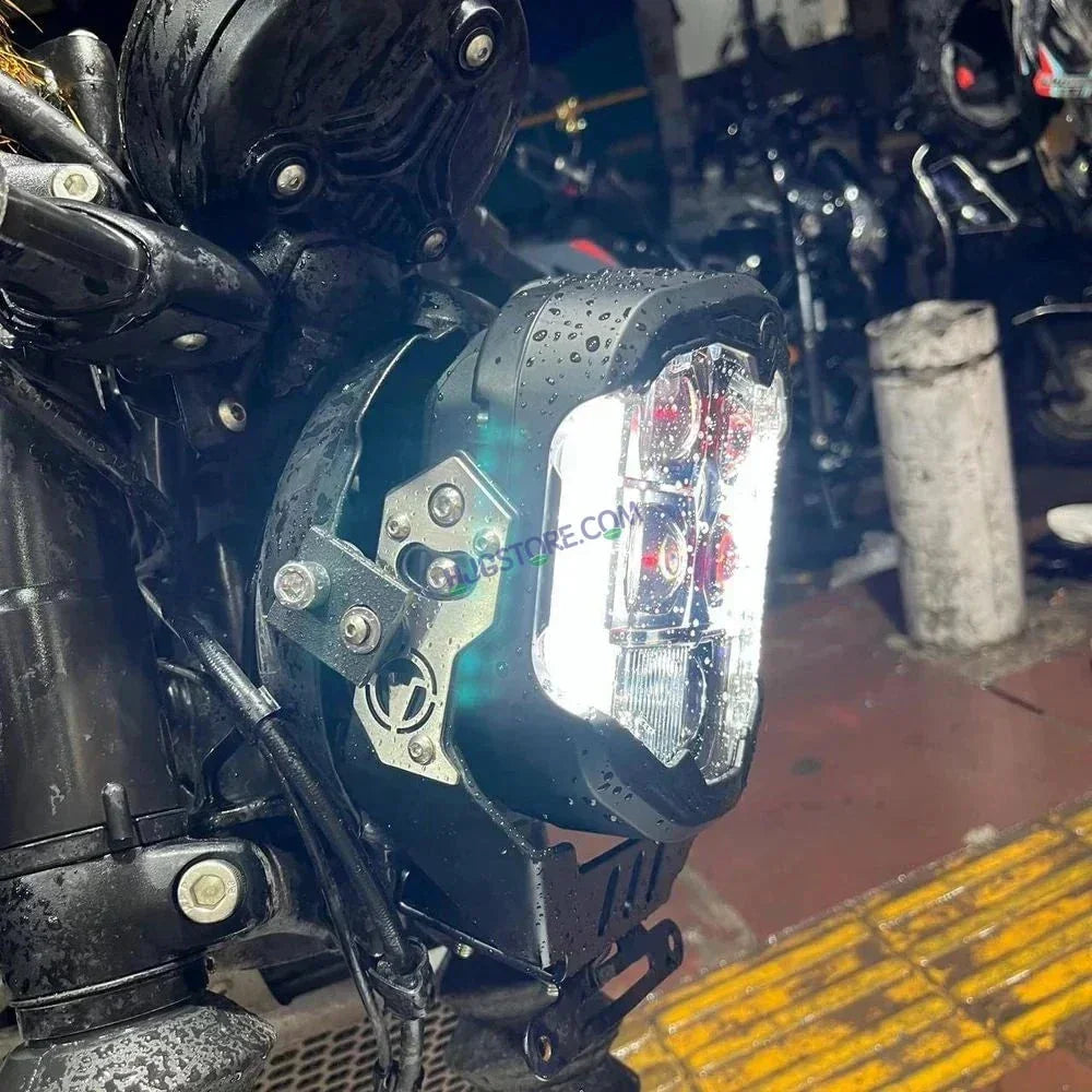 HJG Original Gods Eye GodsEye Helao 4 LED 2.0 White/Red Off Road 7 inch 120W LED Headlight Spot Light Fog Light Universal For Bike, Truck, Jeep, Thar Car Bike Led Headlights Lights Led Fog Lights For Motorcycle Car SUV Lights, Pack of 1 LIU HJG GodsEye - Biker.Store - www.biker.store