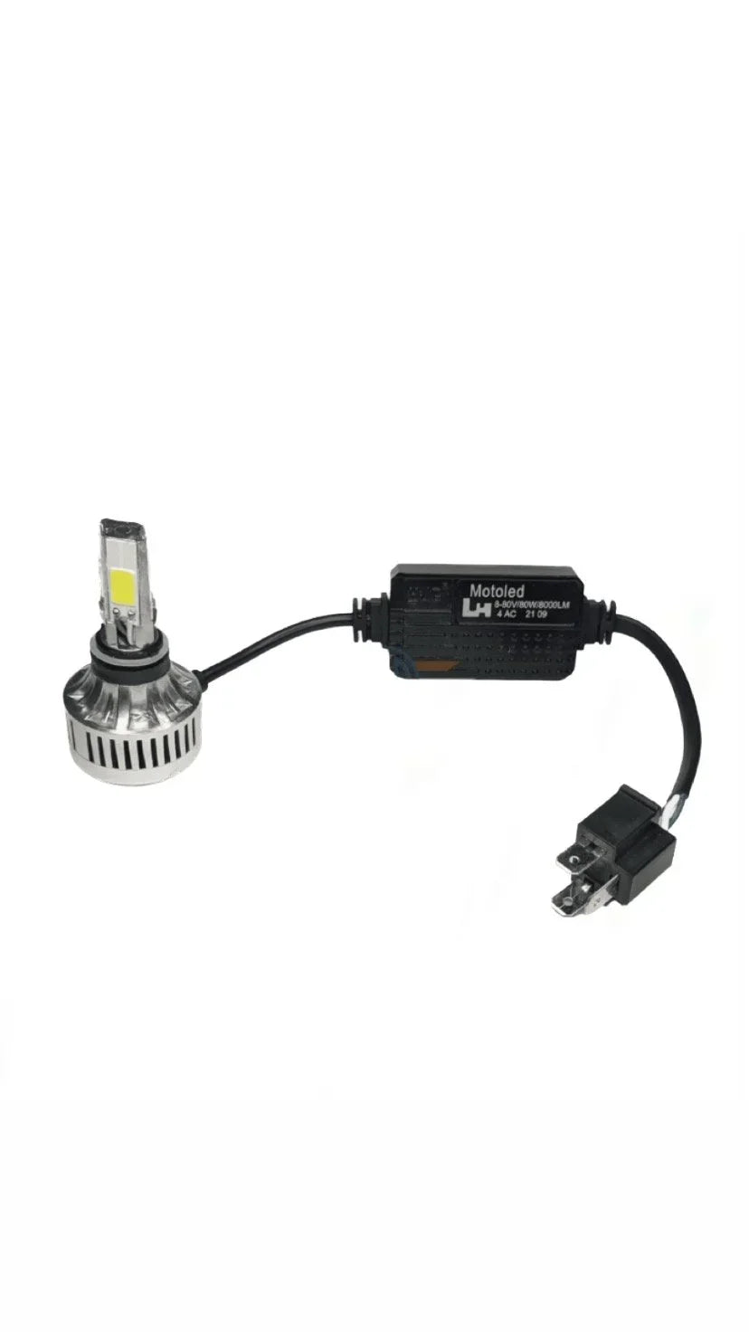 HJG M4 Mini ORIGINAL LED Headlight Bulb H4 80W For All Motorcycles (Low and High Beam Bulbs (White) AC/DC 80Watt 4 Side Chip) - Type H4 - Biker.Store - www.biker.store