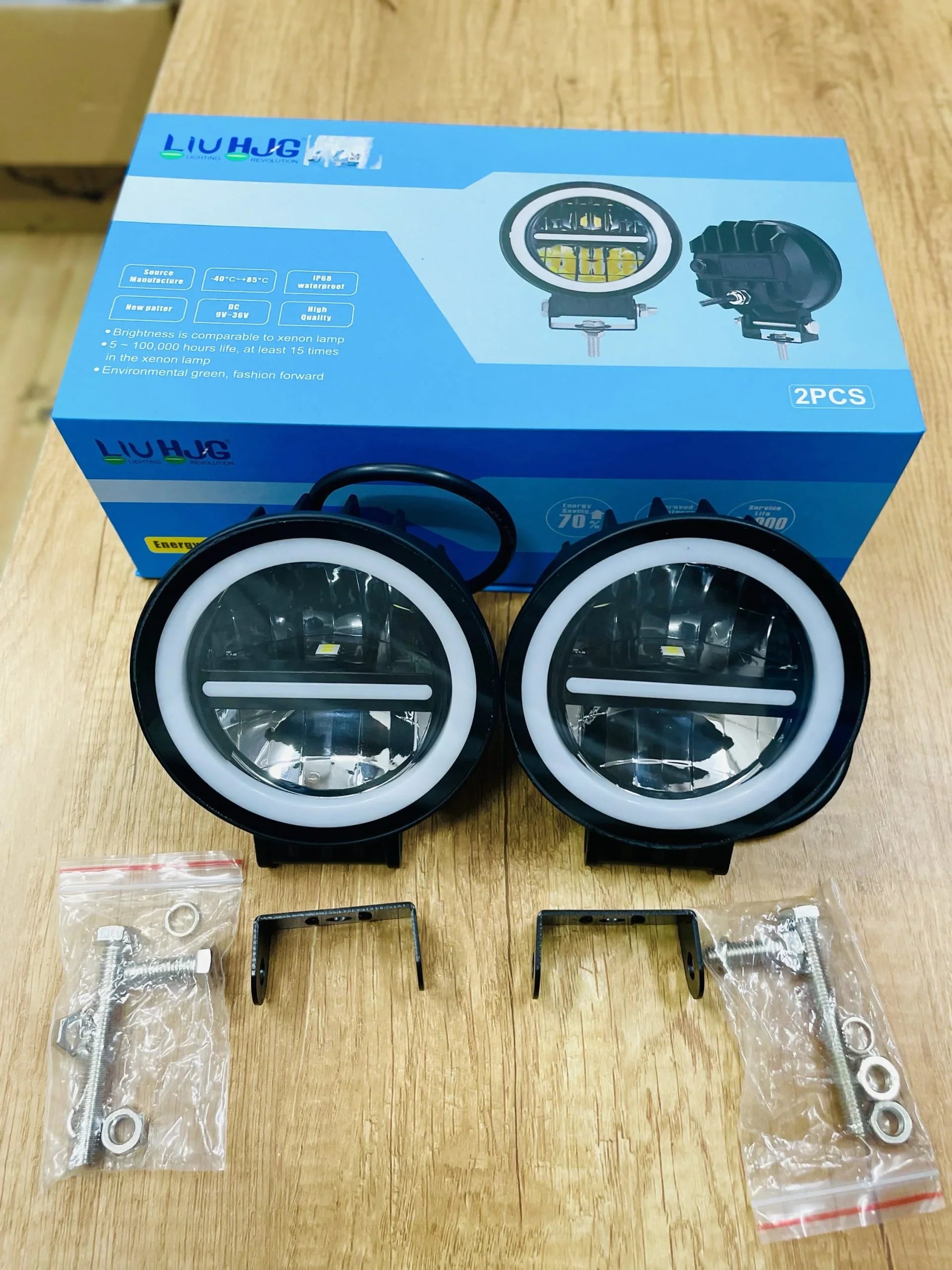 HJG Original 140W MINUS LIGHT Dual Color Yellow/White LED Fog Lights with Yellow Filter Cap for Bikes, Cars, Jeeps - Biker.Store - www.biker.store