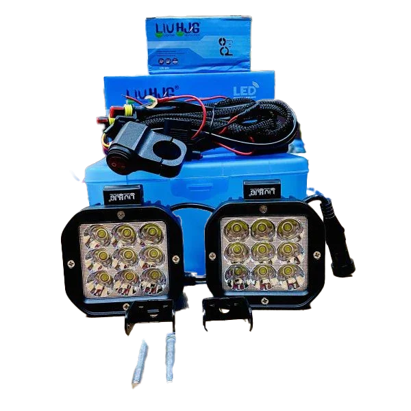 HJG Original 70W CREE 9 LED Dual Color Yellow/White LED Fog Lights with harness Yellow Filter Cap for Bikes, Cars, Jeeps - Biker.Store - www.biker.store