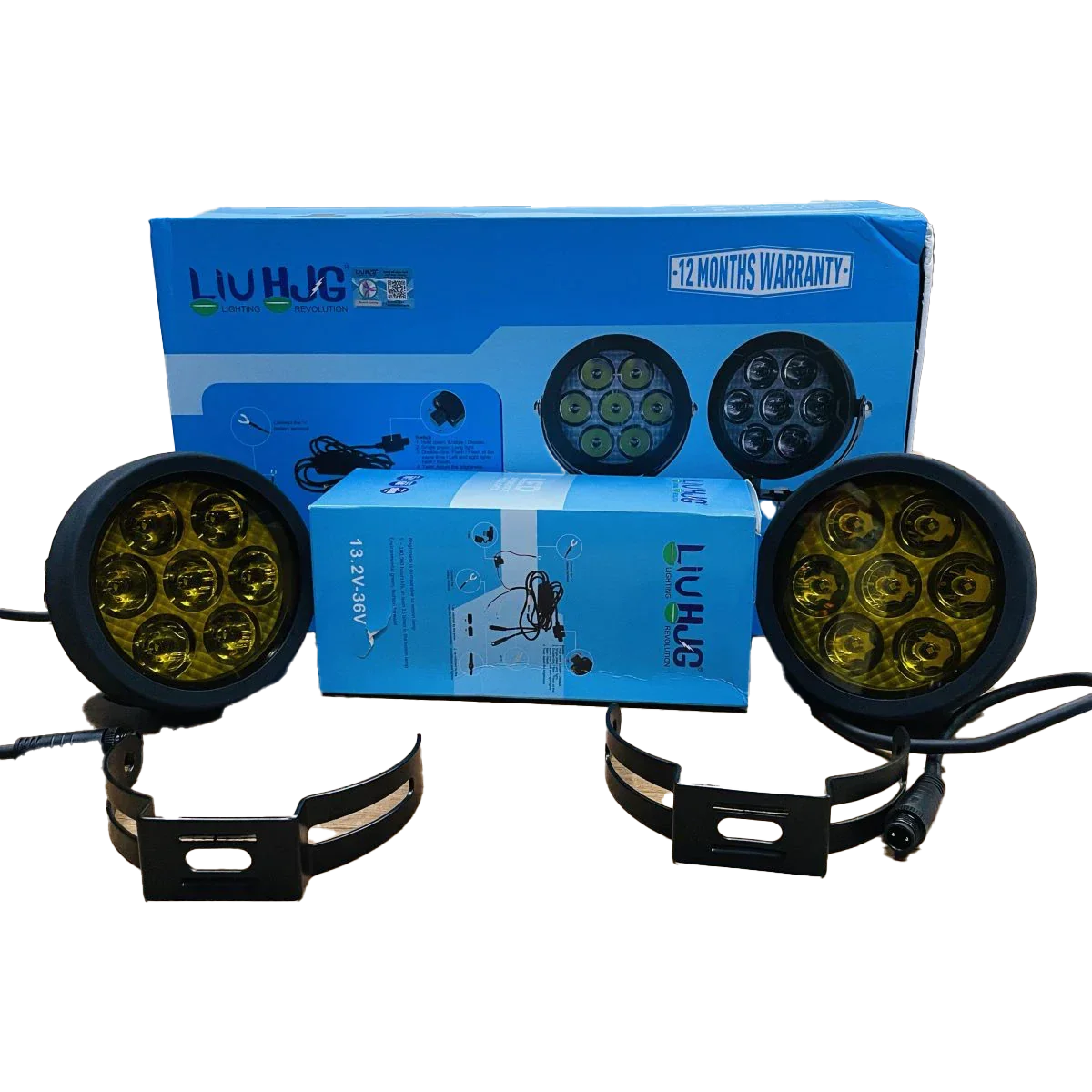 HJG Original 70W CREE 140W Dual Color Yellow/White LED Fog Lights with Wiring Harness Kit light brightness output controller switch Yellow Filter Cap Waterproof Light for Bikes, Cars, Jeeps Yellow Filter Cap - Biker.Store - www.biker.store