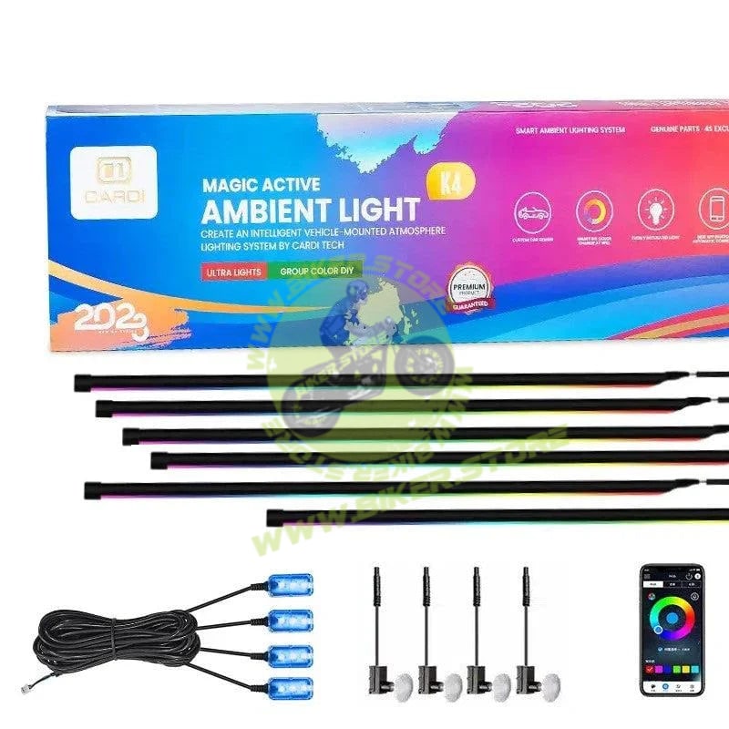 K4 Plus 7th Gen, 14-in-1 | Ambient Smart LED Light Strip Kit for Interior Car Lighting | Universal Atmosphere Ambient Lighting Solution with App control - Biker.Store - www.biker.store