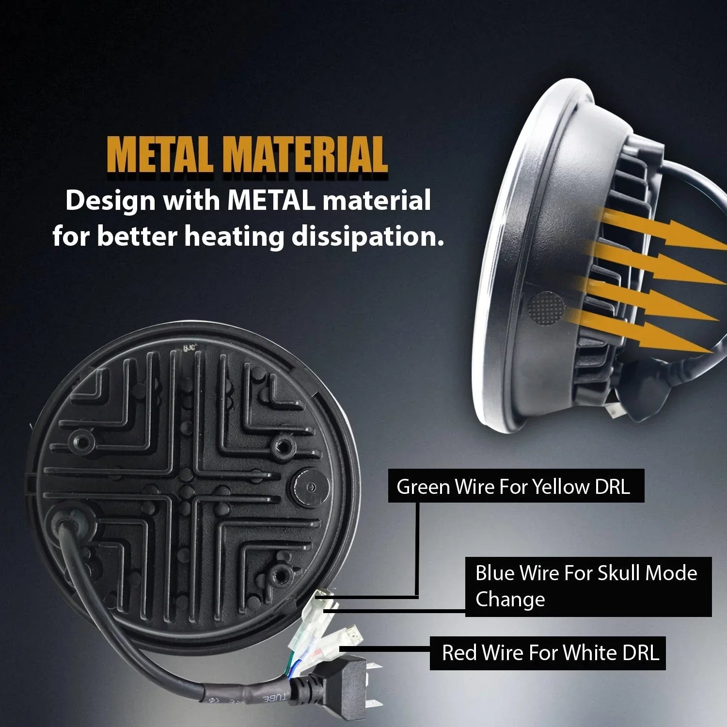 5.75 Inch Round Skull LED Headlight