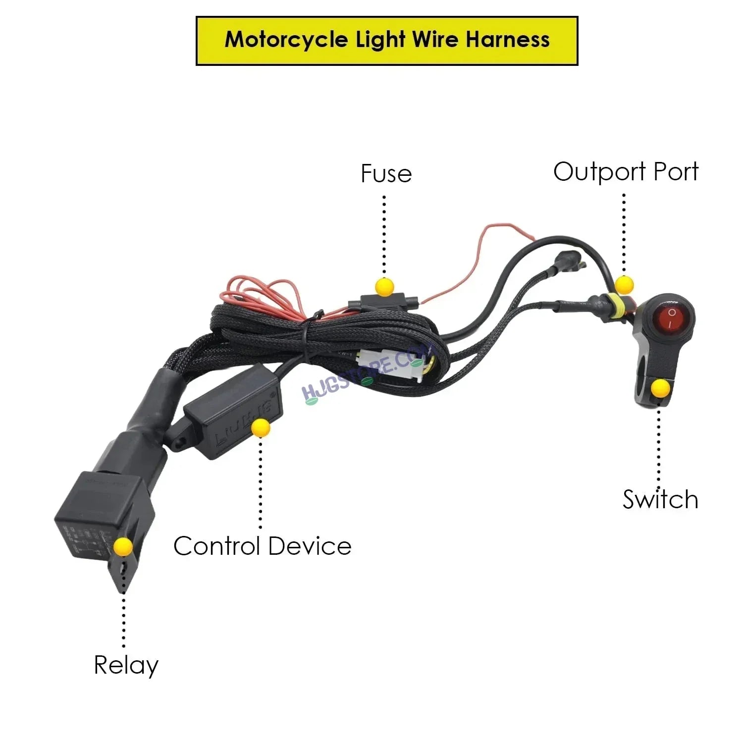 HJG 6 LED 120W Round CREE Foglight Foglamp with Yellow Cover 120W 6 LED HJG 120W 5 LED Car Accessories Led Headlights Lights Led Fog Lights For Motorcycle Car SUV Lights, Set of 2 with Wiring Harness Kit HJG 6 LED Round 120W - Biker.Store - www.biker.store