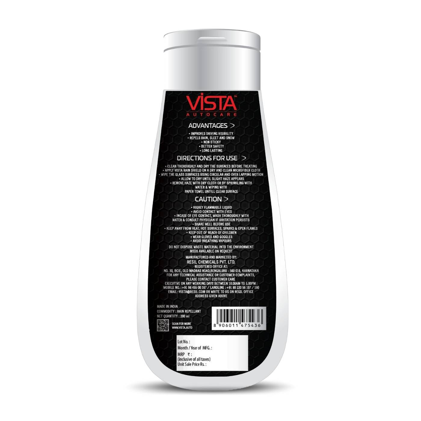 Vista Rain Shield 200 ml Rain Repellent for Windscreen and Window Glass - Biker.Store - www.biker.store