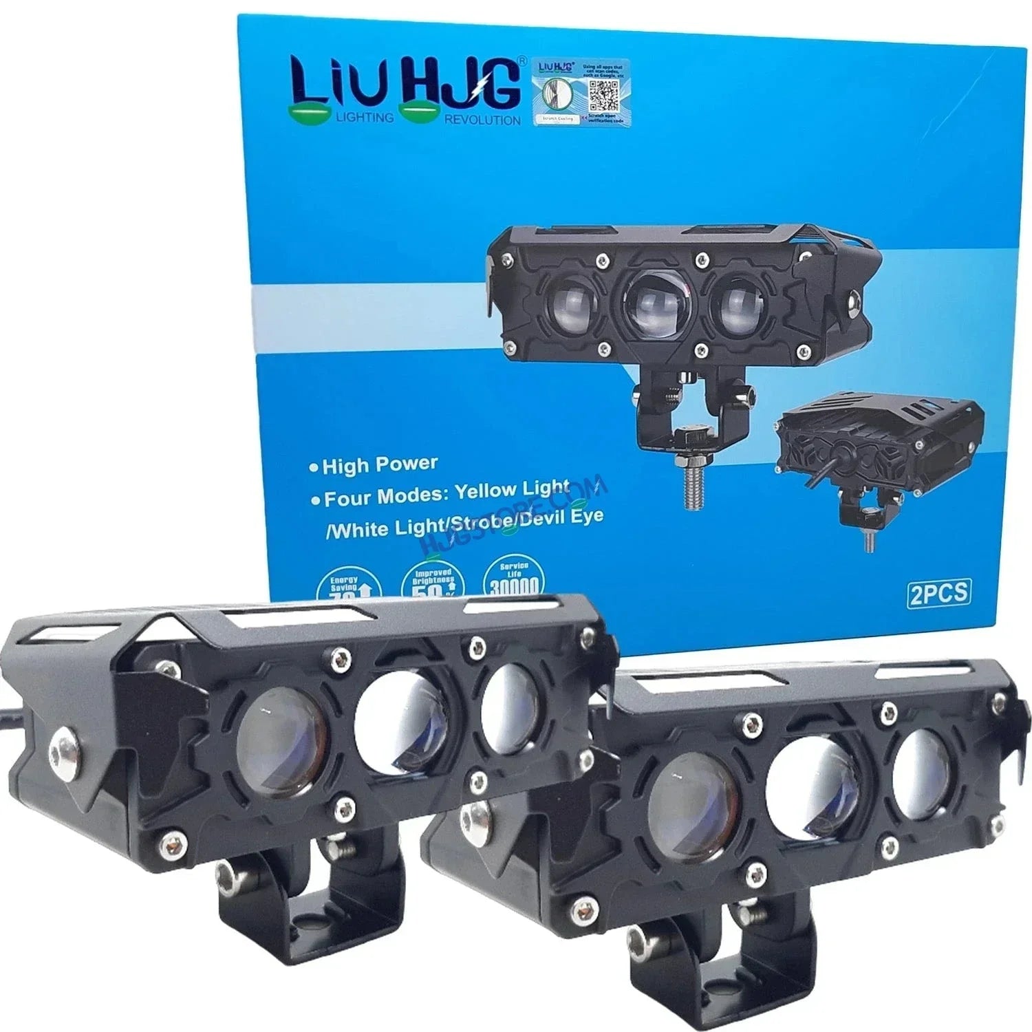 HJG New S75 Triple Projector Lens 180W Foglight Triple LED Projector Fog Lens 180W with Red DRL Foglight Ultra Wide Dual Intensity LED Fog Lights White/Yellow/Red DRL Projector (180W) Universal For All Cars & Bikes LIU HJG S75 Triple Projector Lens - Biker.Store - www.biker.store