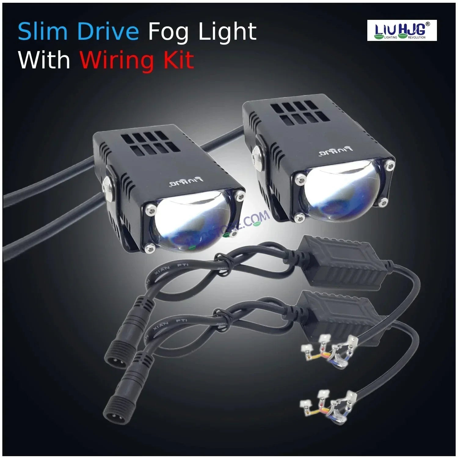 LIUHJG LIU HJG Waymaker Fog Light Dual Colour Fog Light Mini Drive Yellow White & Red Devil Eye Slim Drive Light Version 4 With Red Devil Eye And Wiring With Canbus Universal For All Cars and Motorcycles (2Pcs) HJG - Biker.Store - www.biker.store