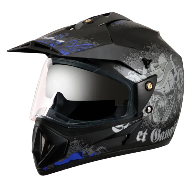 Vega Off Road D/V Gangster Dull Black Blue Helmet - Biker.Store - www.biker.store
