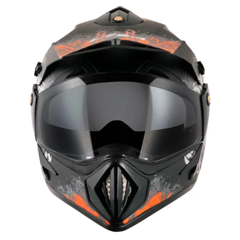 Vega Off Road D/V Gangster Dull Black Orange Helmet - Biker.Store - www.biker.store