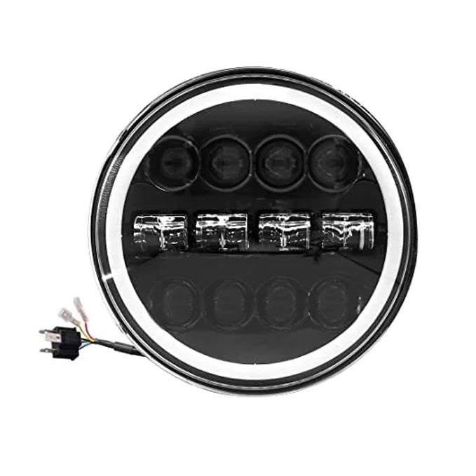 HJG 7 Inch 12 LED Full Ring Headlight Fitting Headlight Compatible with Royal Enfield Classic All Models - Biker.Store - www.biker.store