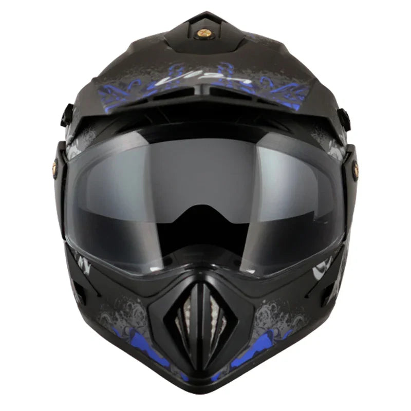 Vega Off Road D/V Gangster Dull Black Blue Helmet - Biker.Store - www.biker.store