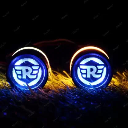 CYT Metallic Handle Bar End Dual Led Bike Turn Signal Indicator Light (Blue, Yellow) for Royal Enfield - Biker.Store - www.biker.store