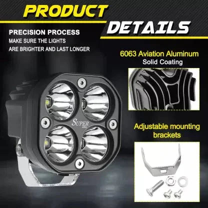 Super IMPORTED 4x4 Car/Bike LED FOG LIGHT ORIGINAL Super Bright Spot Flood Beam Driving Lamp for Motorcycle, Cars, Bikes & SUV (120W (2 * 60W), White Light, 2 PCS) - Biker.Store - www.biker.store