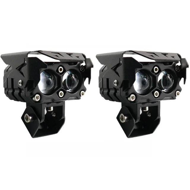HJG Double Lens Dual Tone Fog Light with Smart LED 12-80W with Universal Fit for All Cars and Bikes (Hjg Original) - Yellow/ White - Biker.Store - www.biker.store