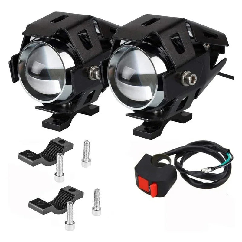 HJG U5 CREE LED Driving Fog Light in Aluminum Body with Switch for All Motorcycles, ATV and Bikes and Cars (15W, White Light, 2 PCS) - Biker.Store - www.biker.store