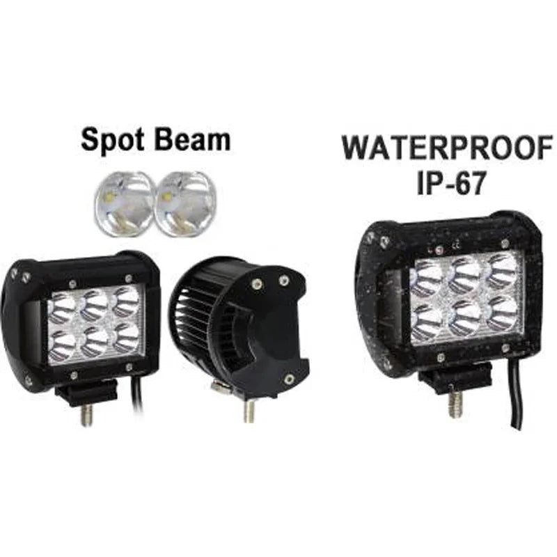 HJG 6 LED Square LED Fog Light For Universal For Bike, Universal For Car Universal For Bike, Universal For Car (Set of 2 with Switch) - Biker.Store - www.biker.store