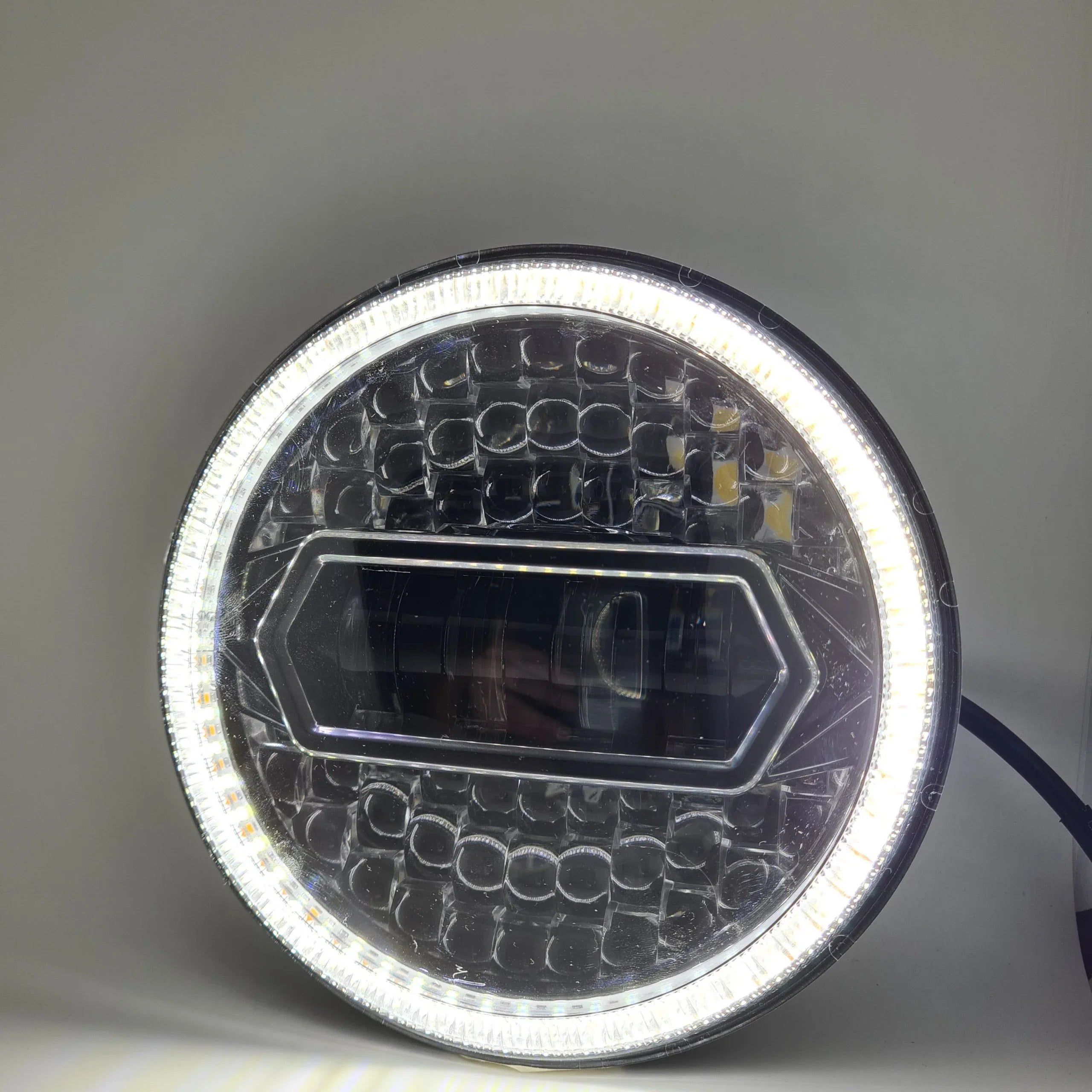 7 Inch Diamond Cut Round Led Headlight Fits in Royal Enfield all model and Mahindra Thar - Biker.Store - www.biker.store