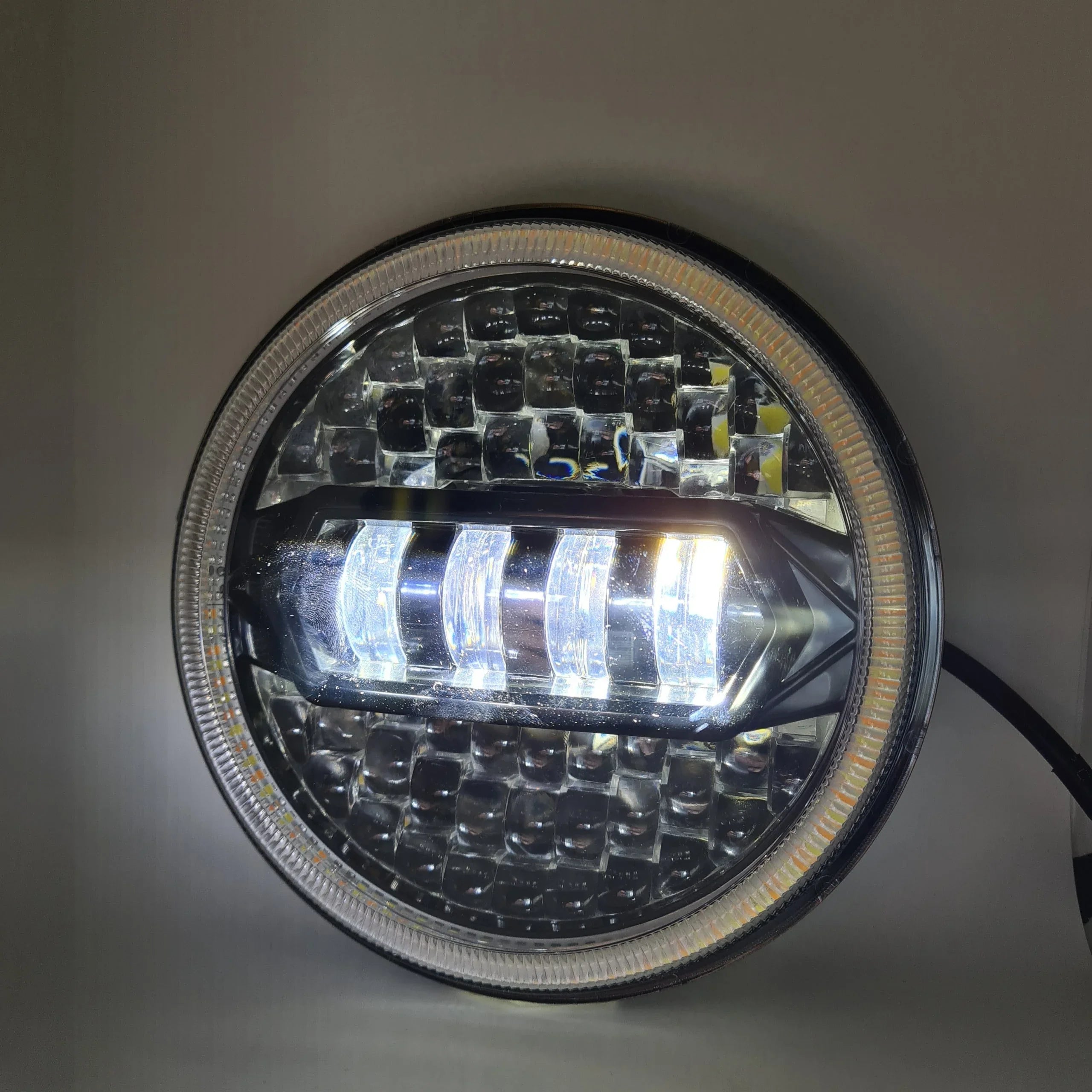 7 Inch Diamond Cut Round Led Headlight Fits in Royal Enfield all model and Mahindra Thar - Biker.Store - www.biker.store