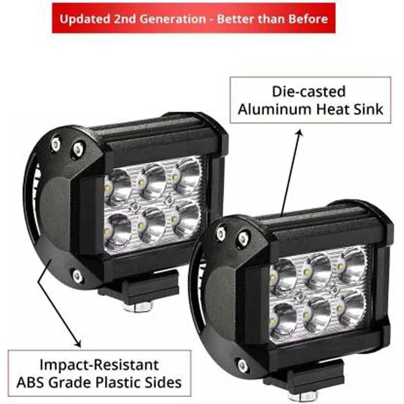HJG 6 LED Square LED Fog Light For Universal For Bike, Universal For Car Universal For Bike, Universal For Car (Set of 2 with Switch) - Biker.Store - www.biker.store